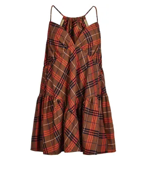 Plaid Mini Dress | Brown