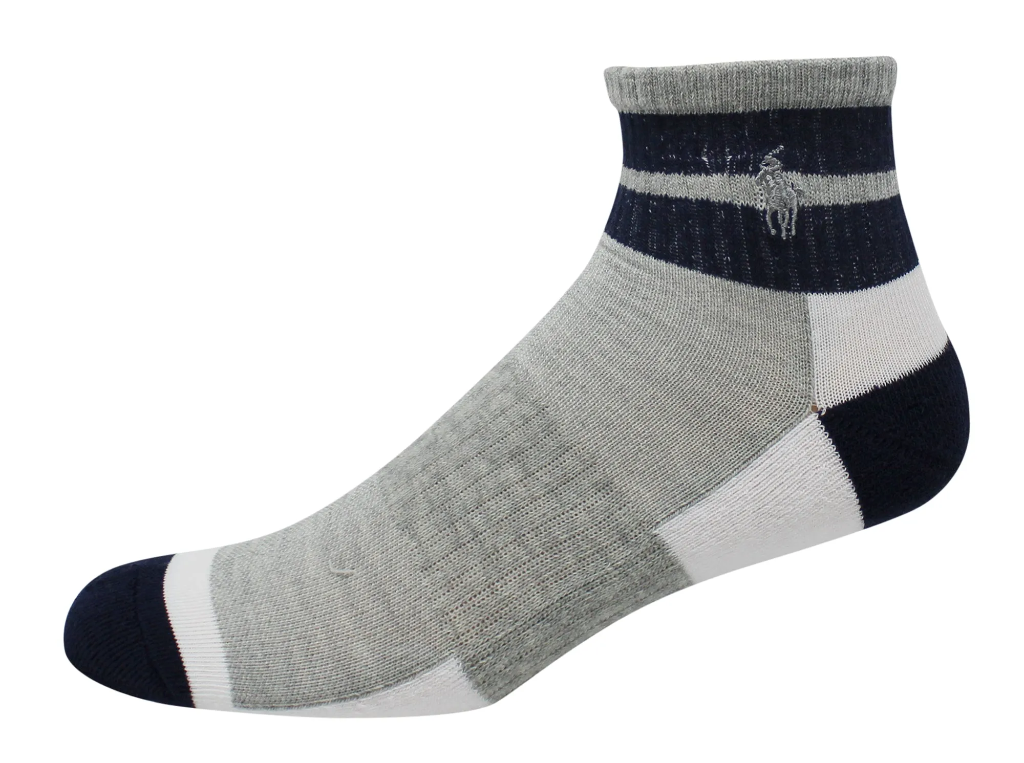 Polo Ralph Lauren Men's 6-Pack Athletic Double Striped Quarter Sock