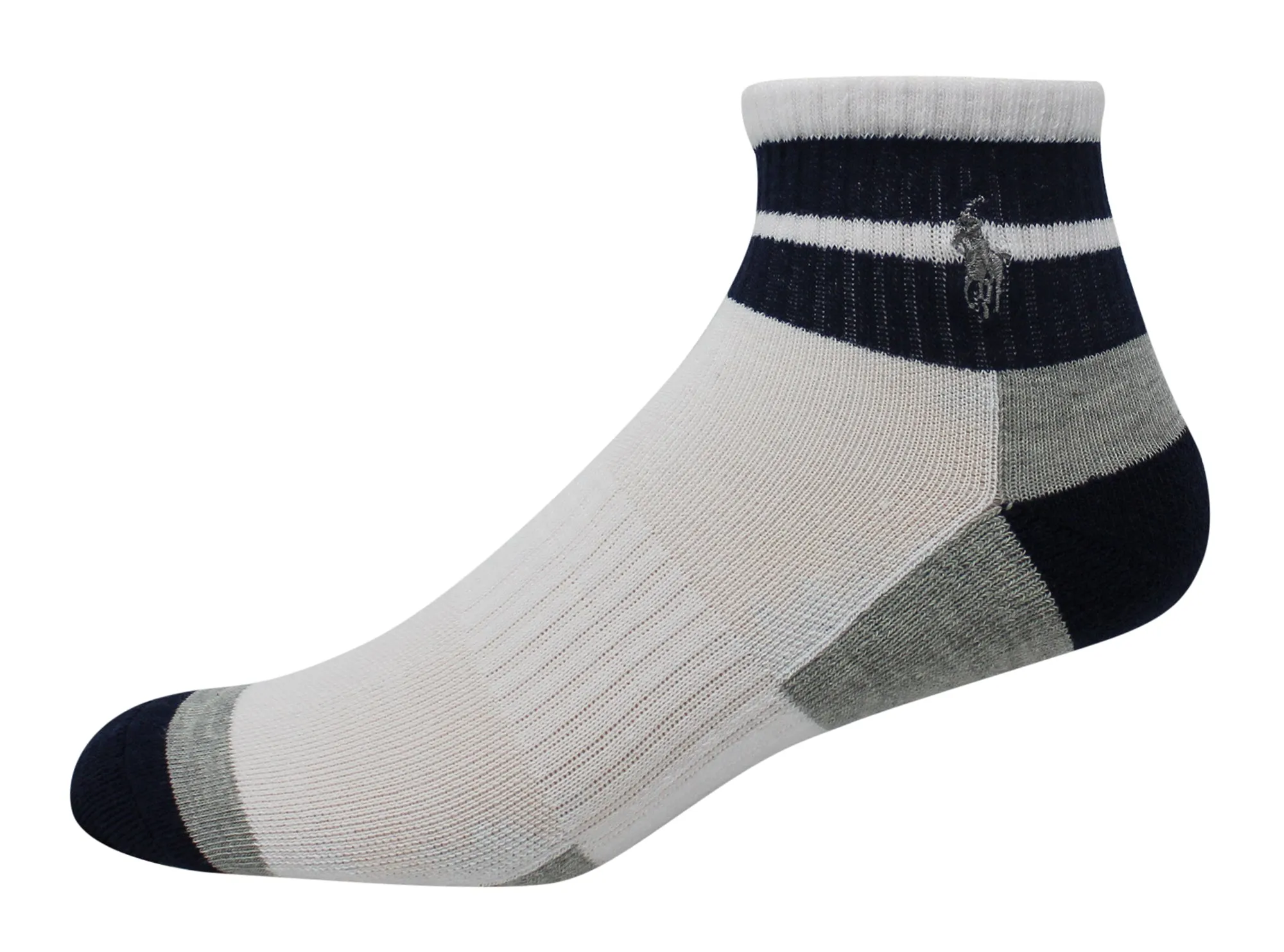 Polo Ralph Lauren Men's 6-Pack Athletic Double Striped Quarter Sock