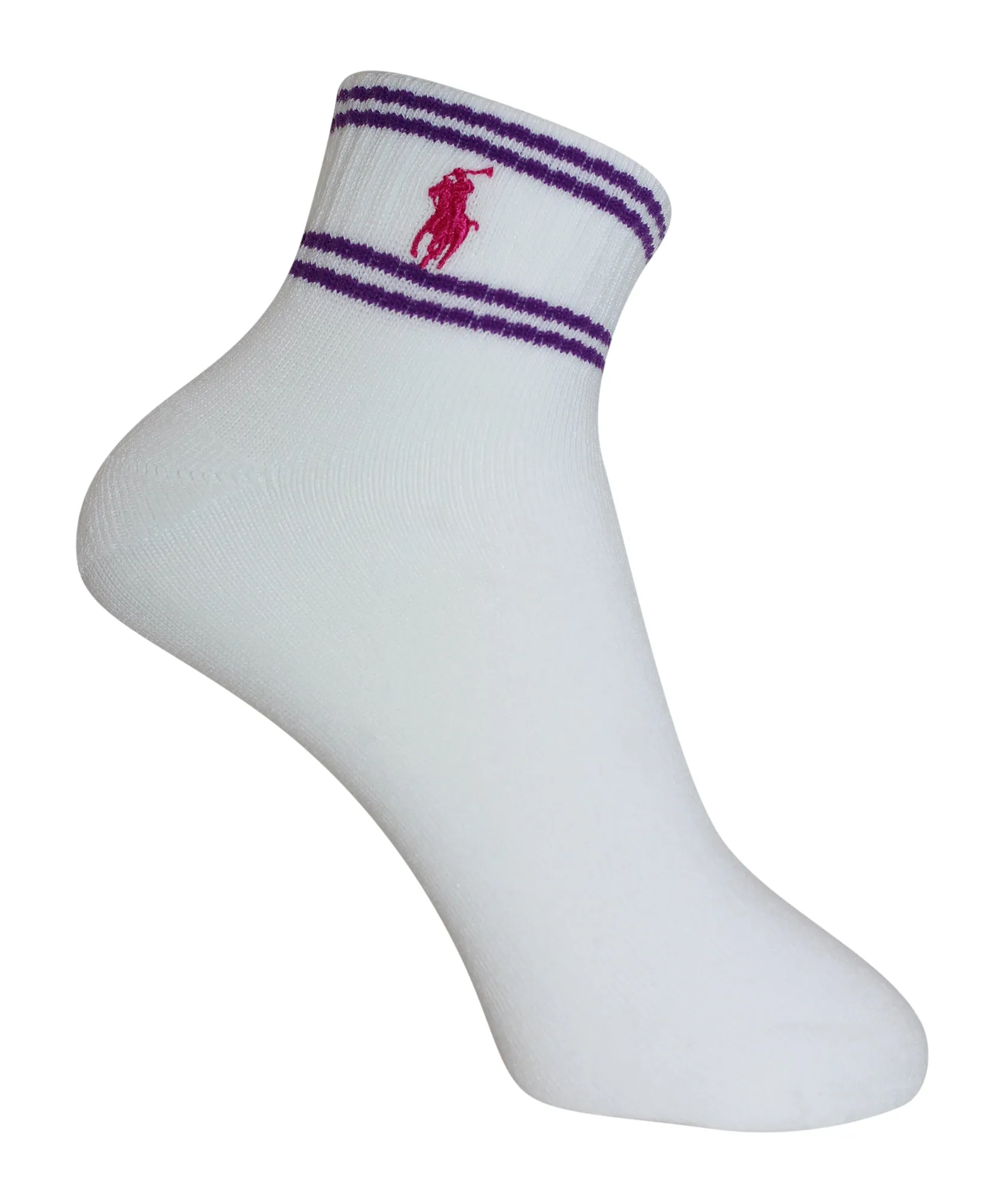 Polo Ralph Lauren Women's 3-Pack Double Bar Stripe Athletic Quarter Socks