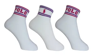 Polo Ralph Lauren Women's 3-Pack Double Bar Stripe Athletic Quarter Socks