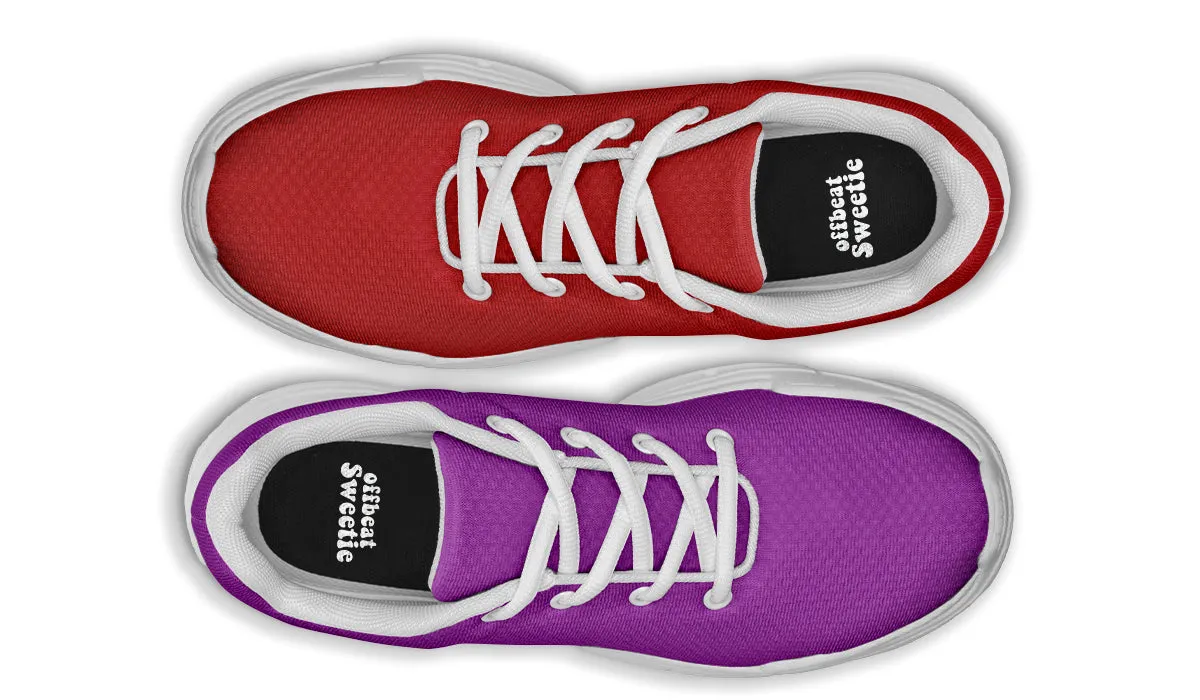 Purple And Red Mismatch Chunky Sneakers