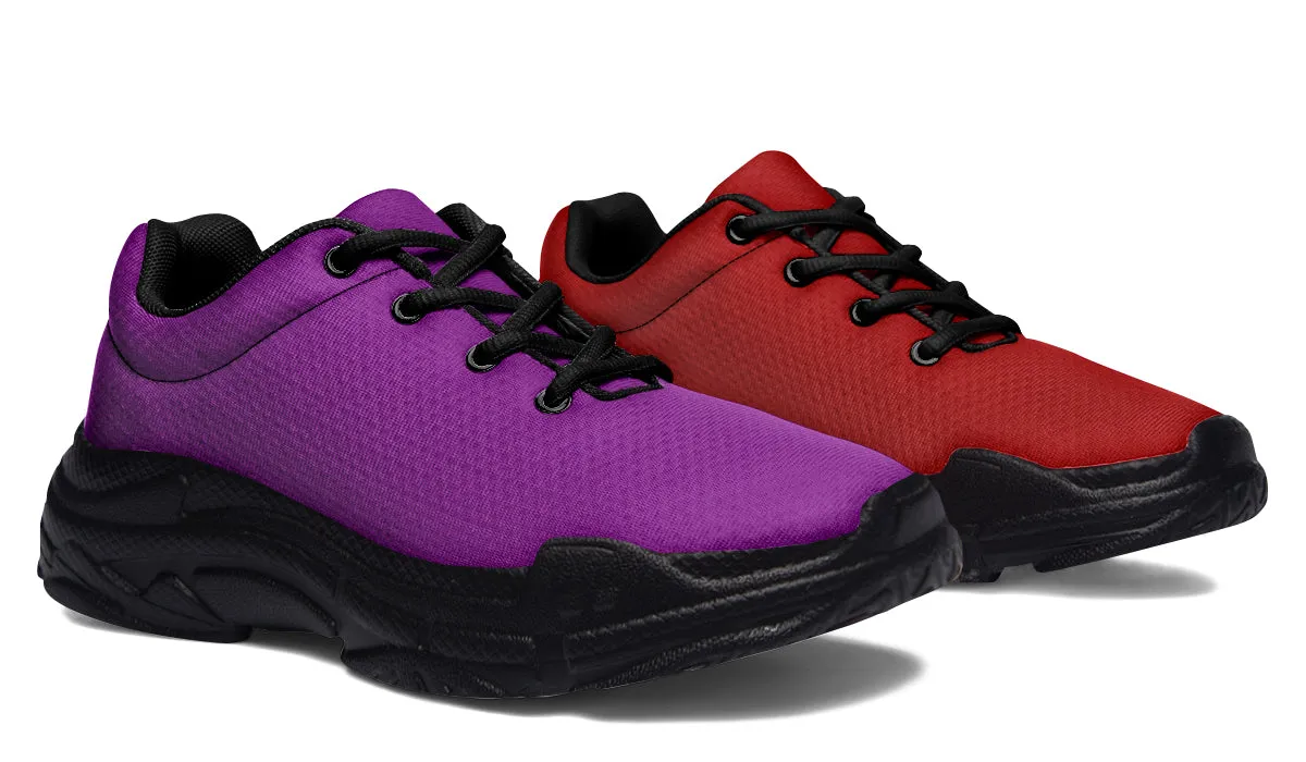 Purple And Red Mismatch Chunky Sneakers