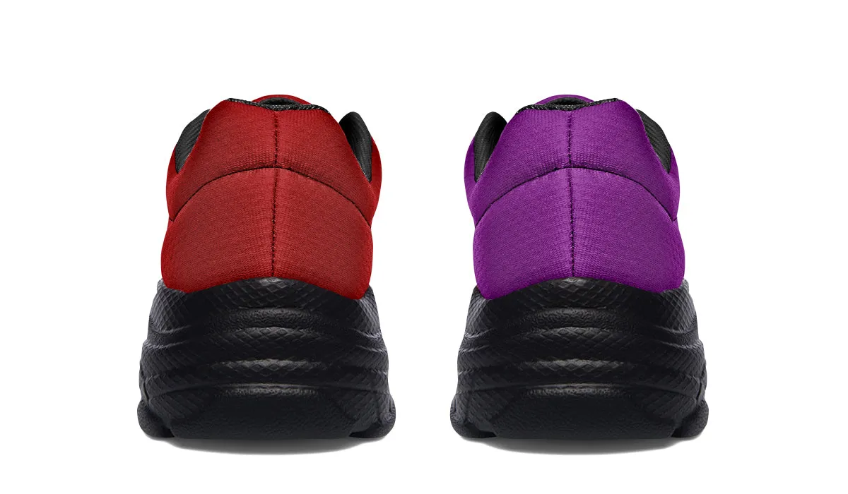 Purple And Red Mismatch Chunky Sneakers