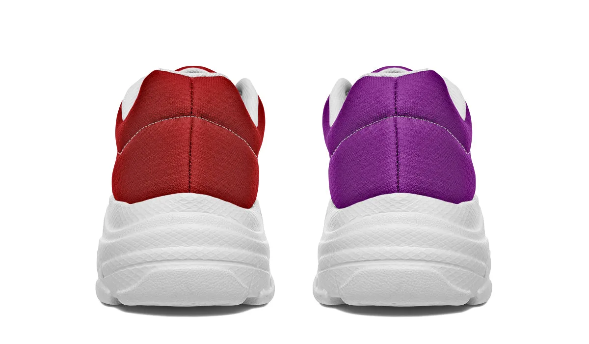 Purple And Red Mismatch Chunky Sneakers