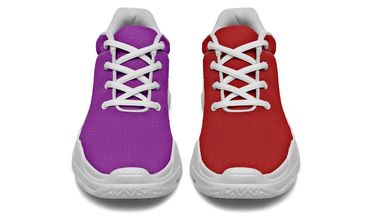 Purple And Red Mismatch Chunky Sneakers