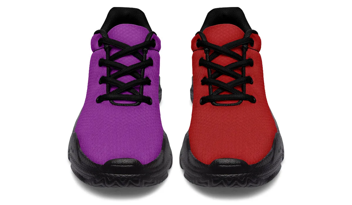 Purple And Red Mismatch Chunky Sneakers