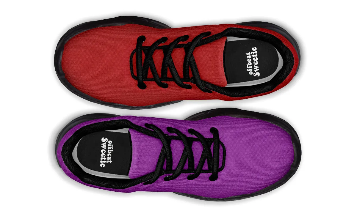 Purple And Red Mismatch Chunky Sneakers