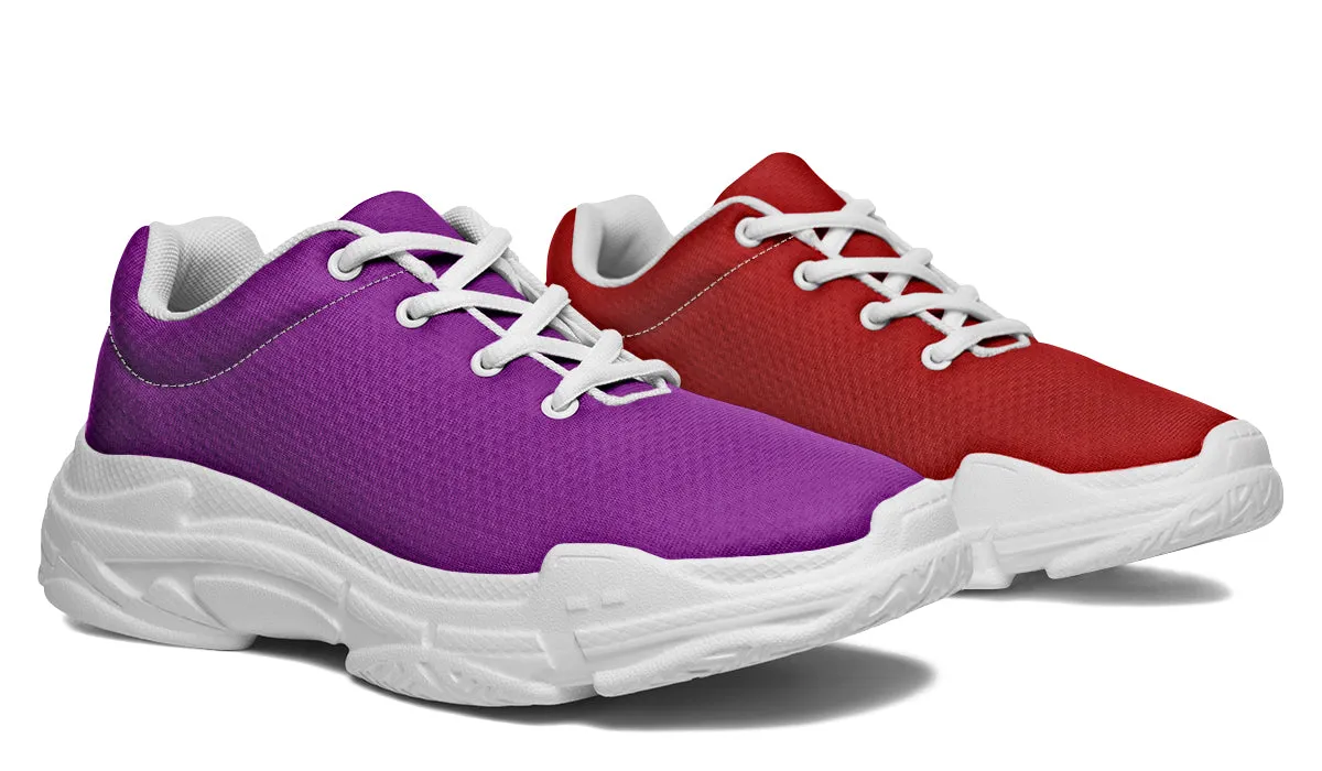 Purple And Red Mismatch Chunky Sneakers