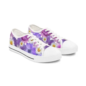 Purple Flowers - Inovax Woman's Low Top Sneakers