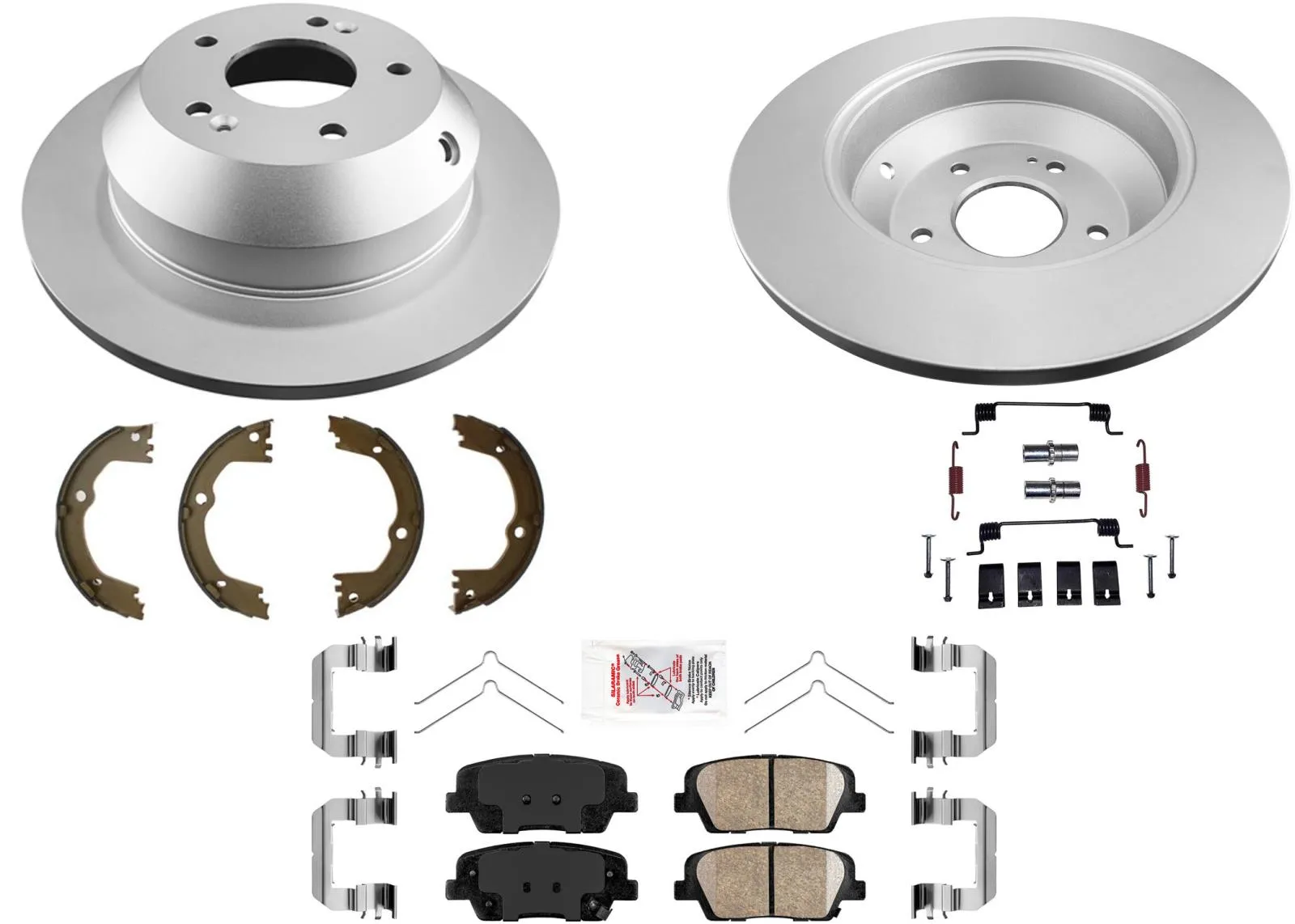 Rear AmeriBRAKES GEO Coated Brake Rotors & Pads For Hyundai Santa Fe 2017-2020