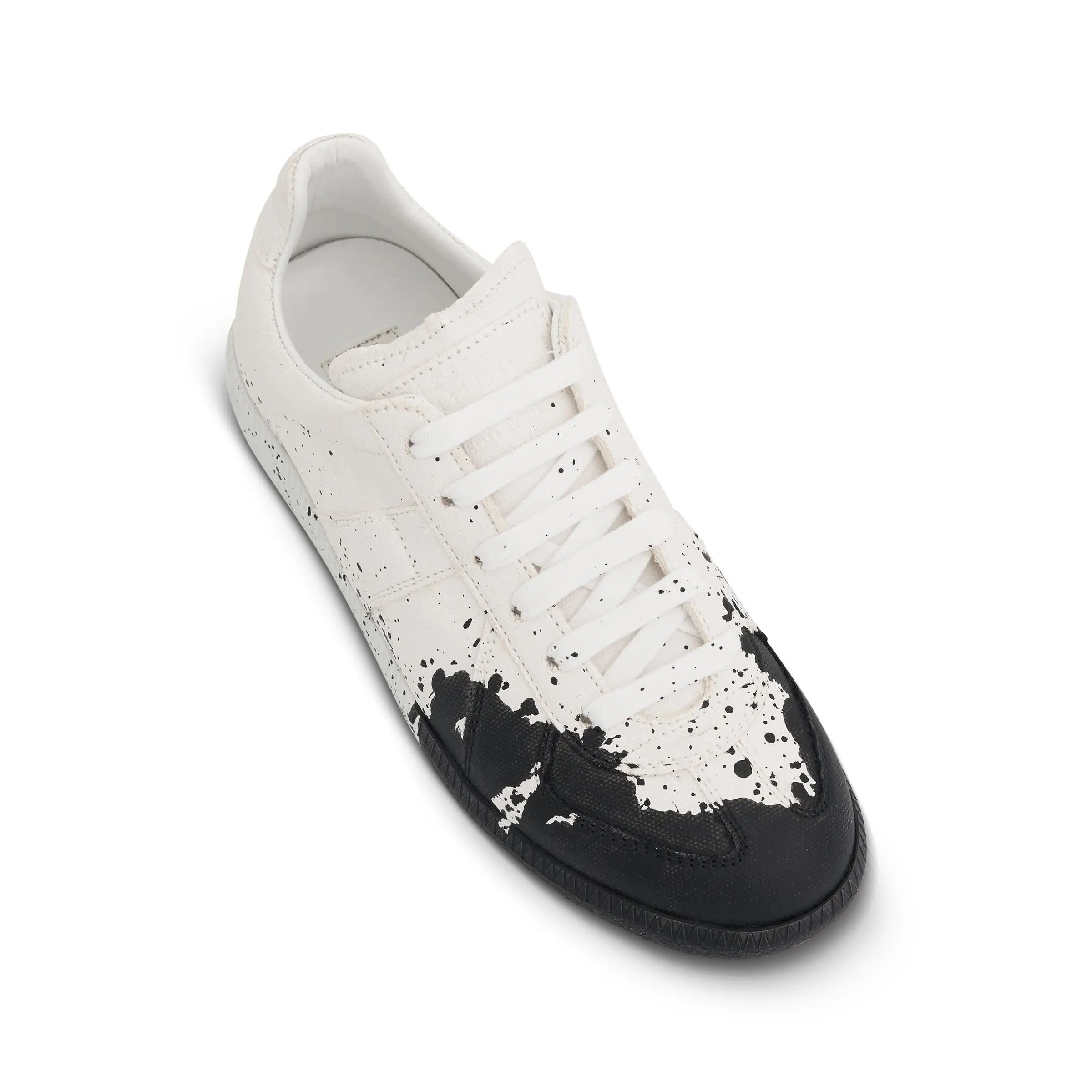 Replica Painted Canvas Sneakers in White/Black