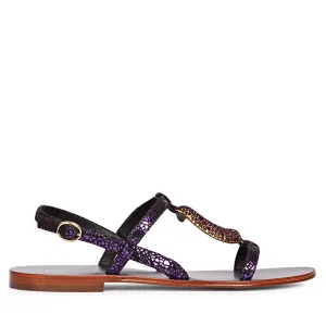 Saint Daisy Purple Leather Flat Sandal