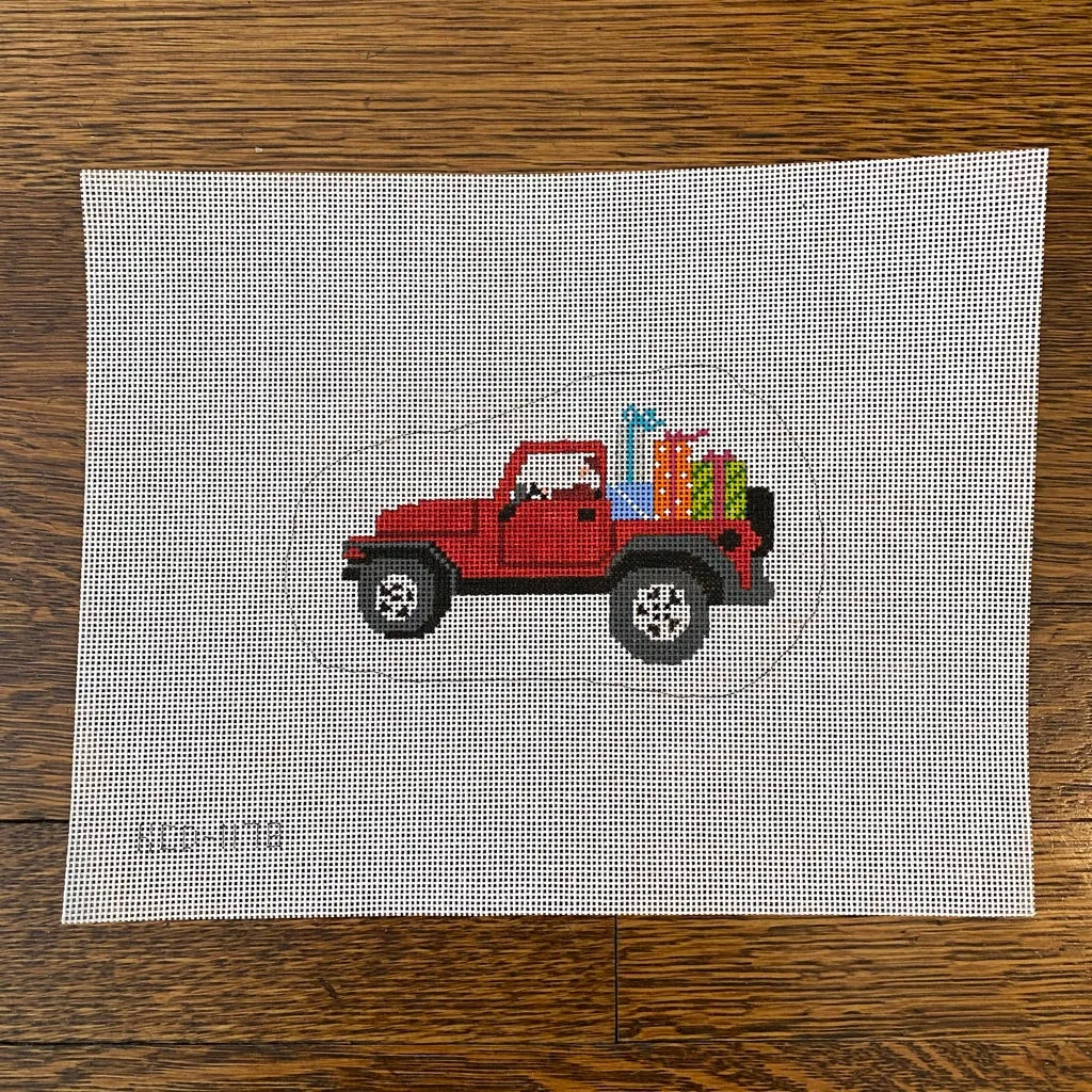 Santa Driving a Jeep Canvas