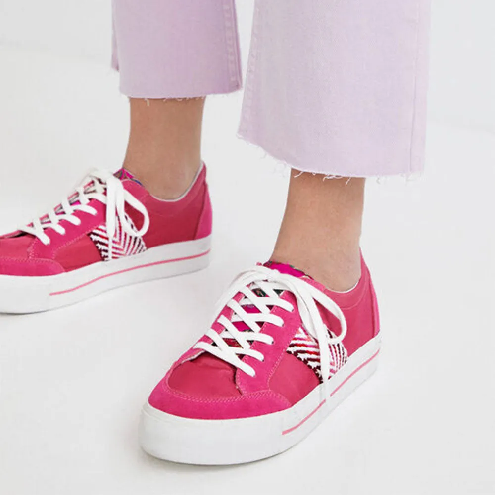 Scarpe Donna DESIGUAL Sneakers con Platform colore Fucsia e Fascia Etnica