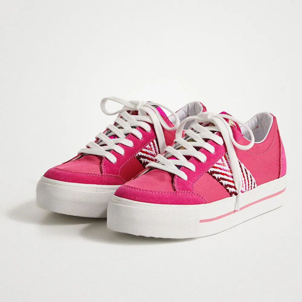 Scarpe Donna DESIGUAL Sneakers con Platform colore Fucsia e Fascia Etnica