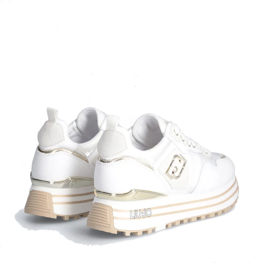 Scarpe Donna LIU JO Maxi Wonder 01 Sneakers Platform in Pelle e Nylon Bianco