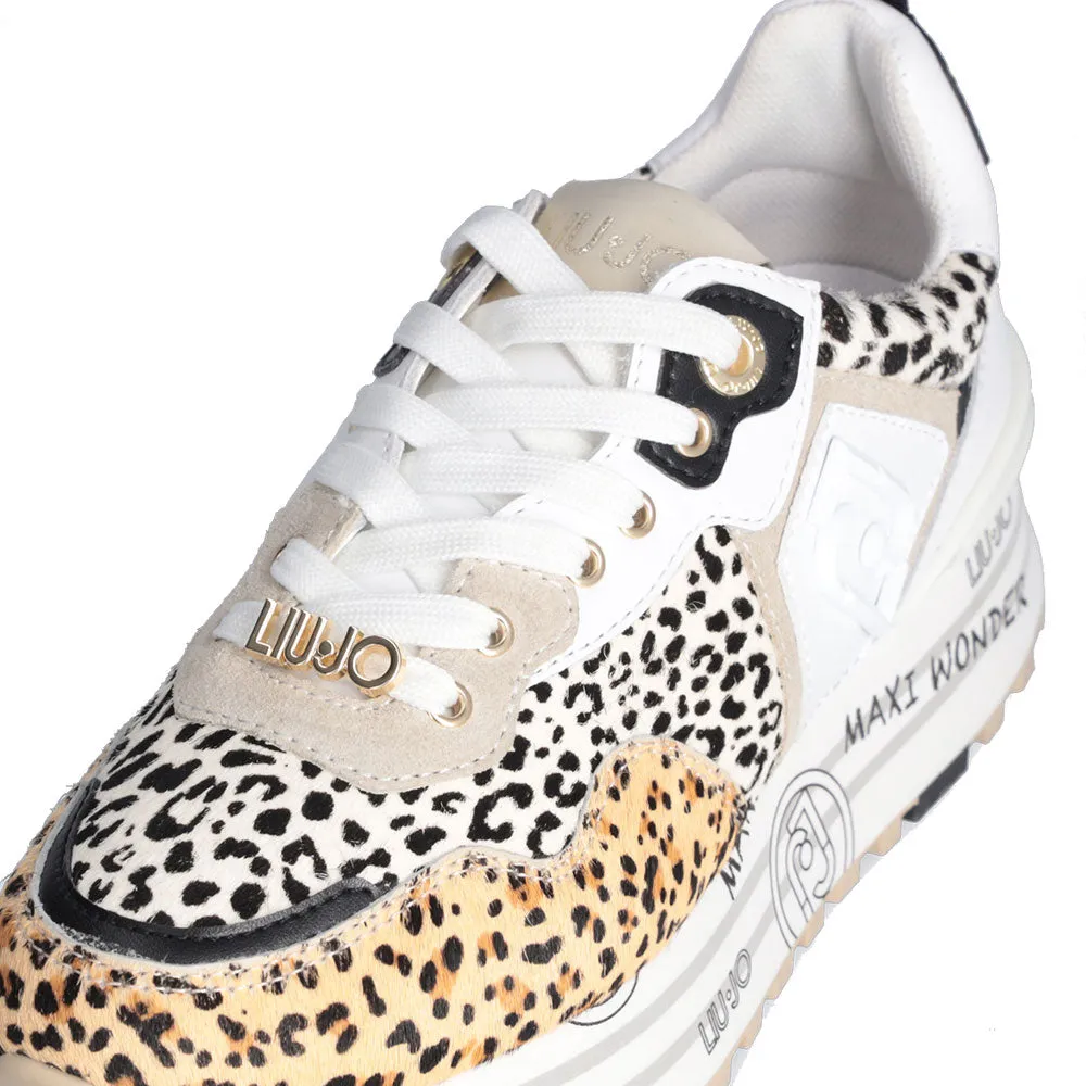 Scarpe Donna LIU JO Maxi Wonder 01 Sneakers Platform in Pelle effetto Pony Animalier