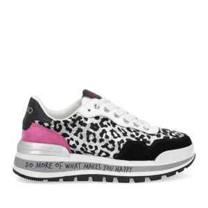 Scarpe Donna LIU JO Sneakers Amazing 01 in Pelle e Inserti Effetto Cavallino colore Black e Silver