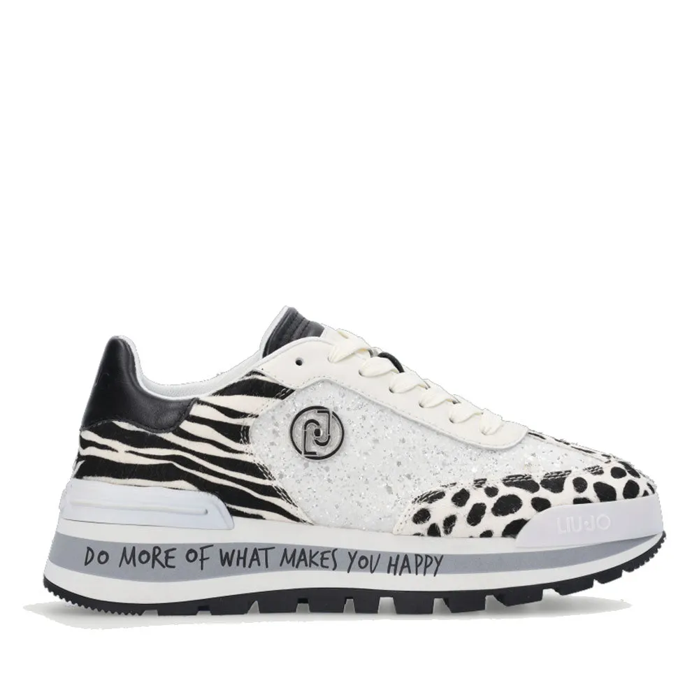 Scarpe Donna LIU JO Sneakers Amazing 02 con Glitter e Dettagli in Pelle effetto Pony Animalier