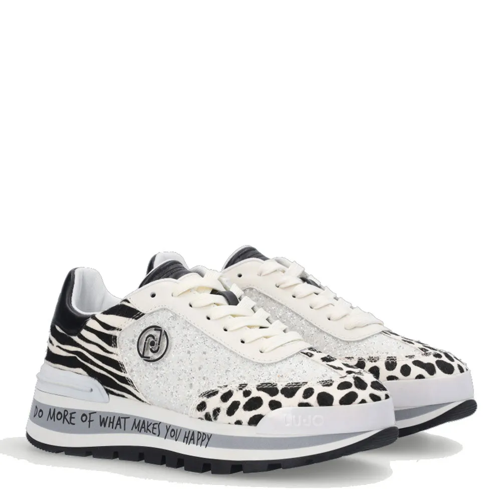 Scarpe Donna LIU JO Sneakers Amazing 02 con Glitter e Dettagli in Pelle effetto Pony Animalier