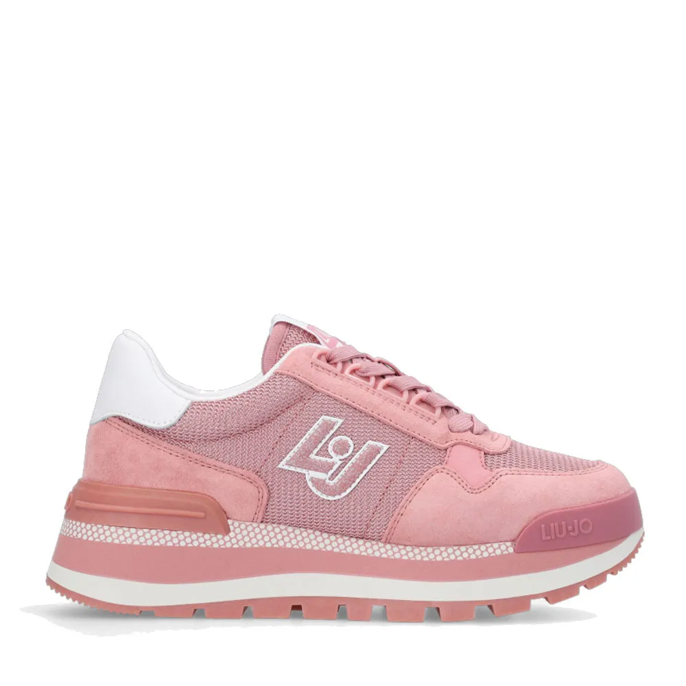 Scarpe Donna LIU JO Sneakers Amazing 16 in Suede e Brighty Mesh Rosa