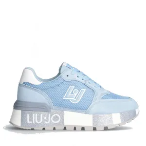 Scarpe Donna LIU JO Sneakers Platform Amazing 25 in Suede e Mesh Azzurro