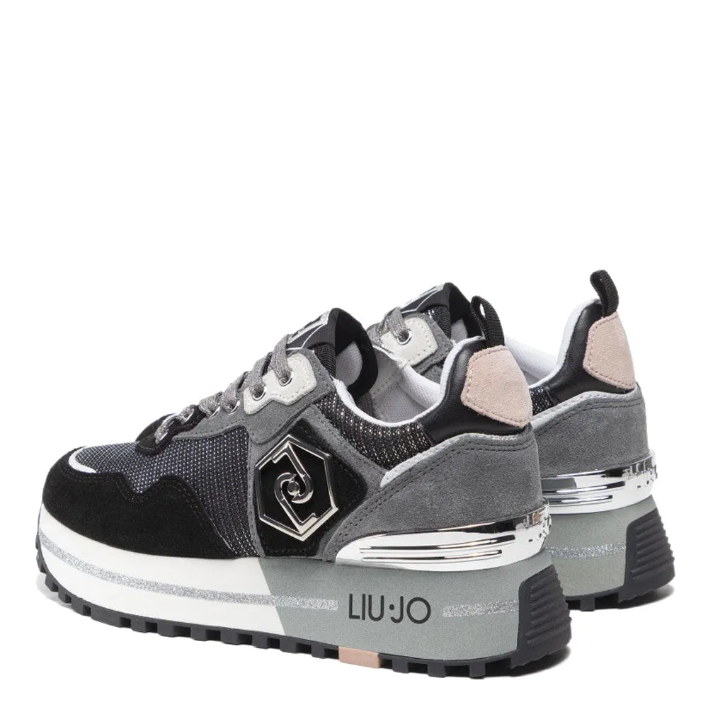 Scarpe Donna LIU JO Sneakers Platform in Mesh e Suede Iridescente colore Black