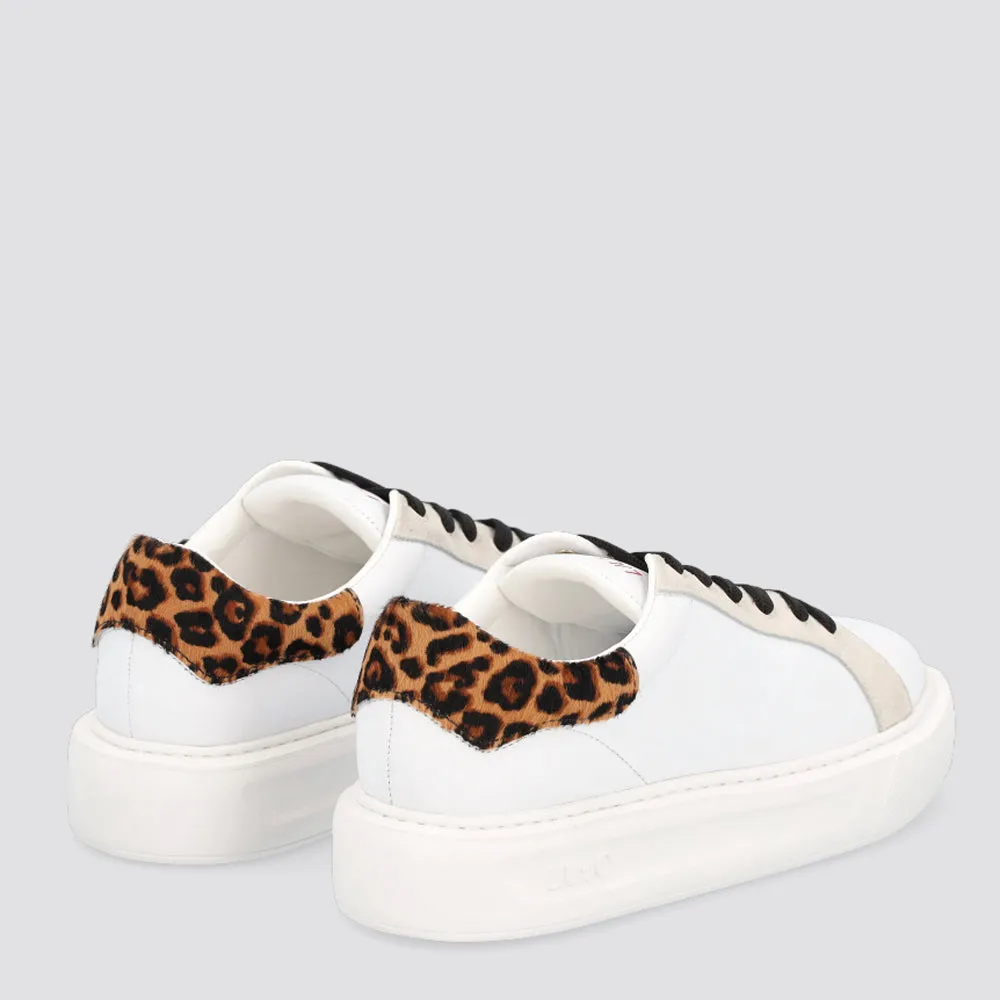 Scarpe Donna LIU JO Sneakers Platform in Pelle Bianca con dettaglio Animalier