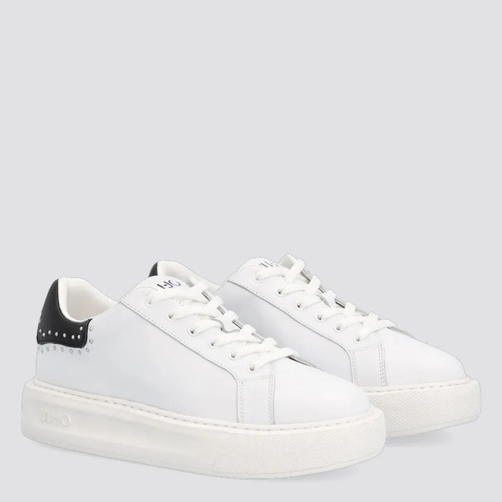 Scarpe Donna LIU JO Sneakers Platform in Pelle Bianco con Micro Borchie