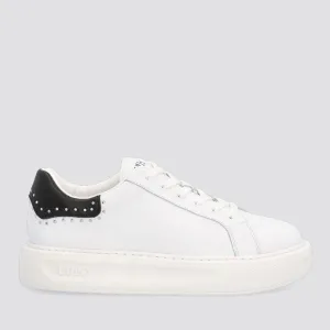 Scarpe Donna LIU JO Sneakers Platform in Pelle Bianco con Micro Borchie