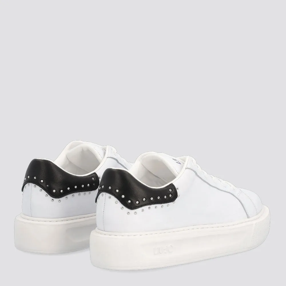 Scarpe Donna LIU JO Sneakers Platform in Pelle Bianco con Micro Borchie