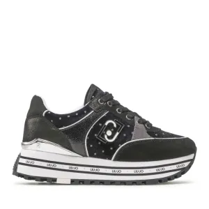 Scarpe Donna LIU JO Sneakers Platform Wonder 20 in Velluto e Pois Glitter Nero