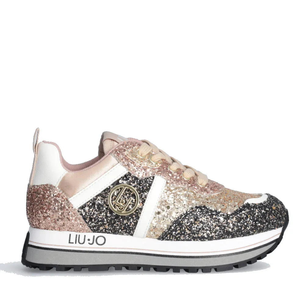 Scarpe LIU JO Maxi Wonder 604 Sneakers Platform con Glitter colore Oro e Bronzo