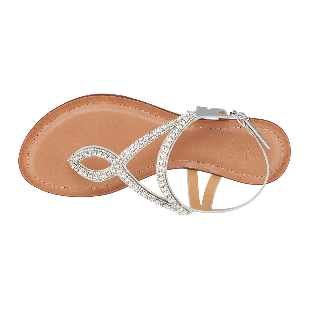 Selena Silver Flat Sandals