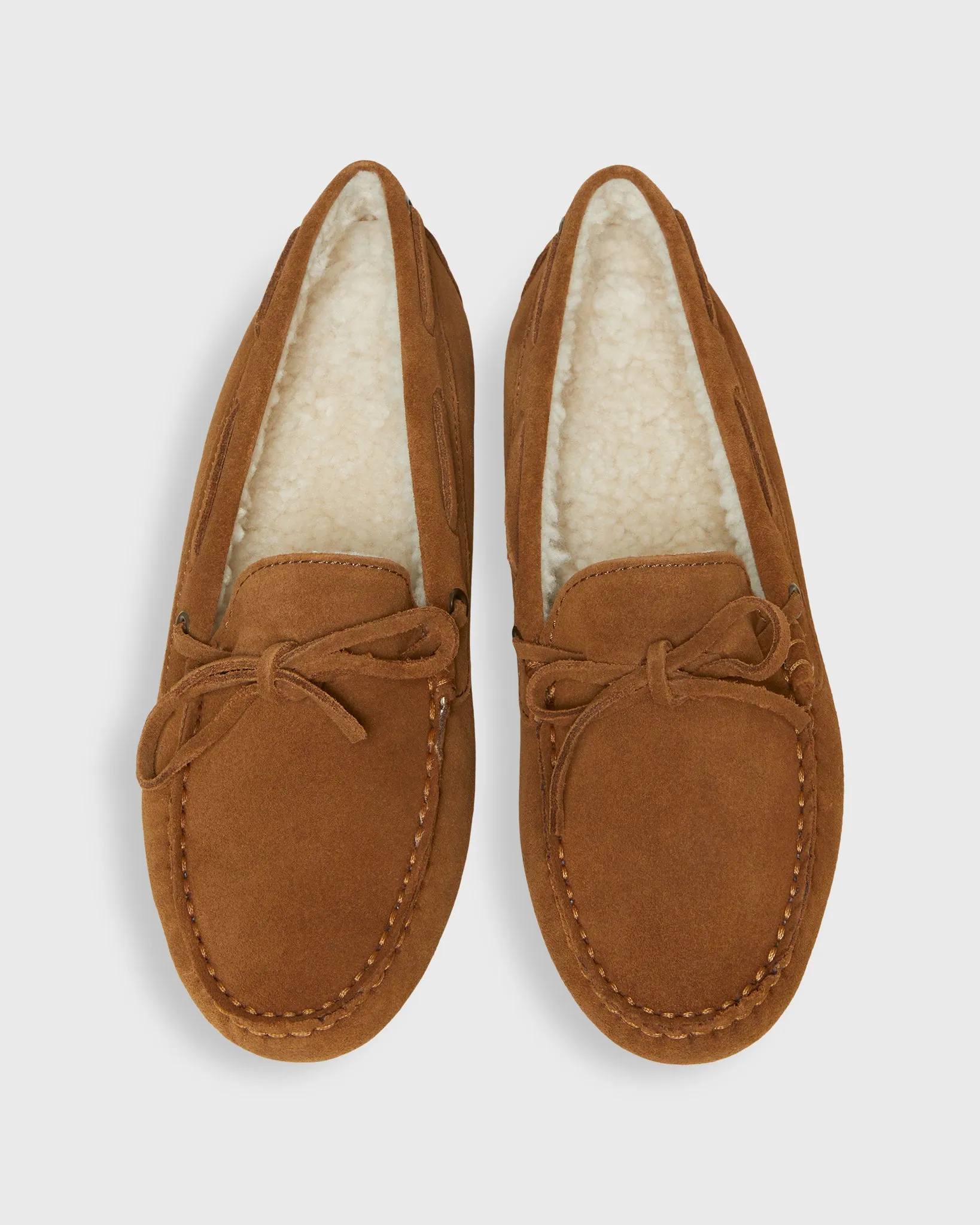 Shearling-Lined Driving Moccasin in Whiskey Suede