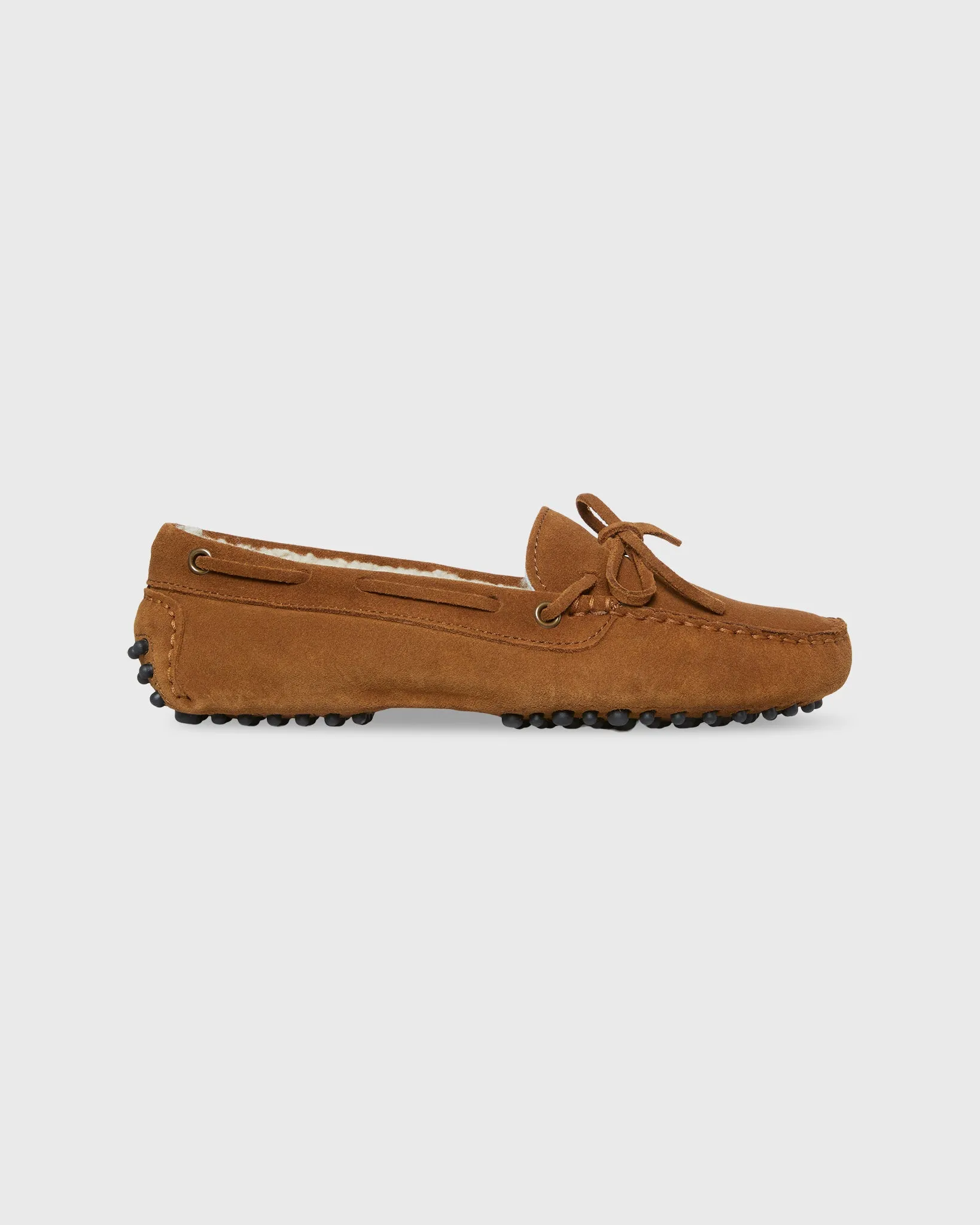 Shearling-Lined Driving Moccasin in Whiskey Suede