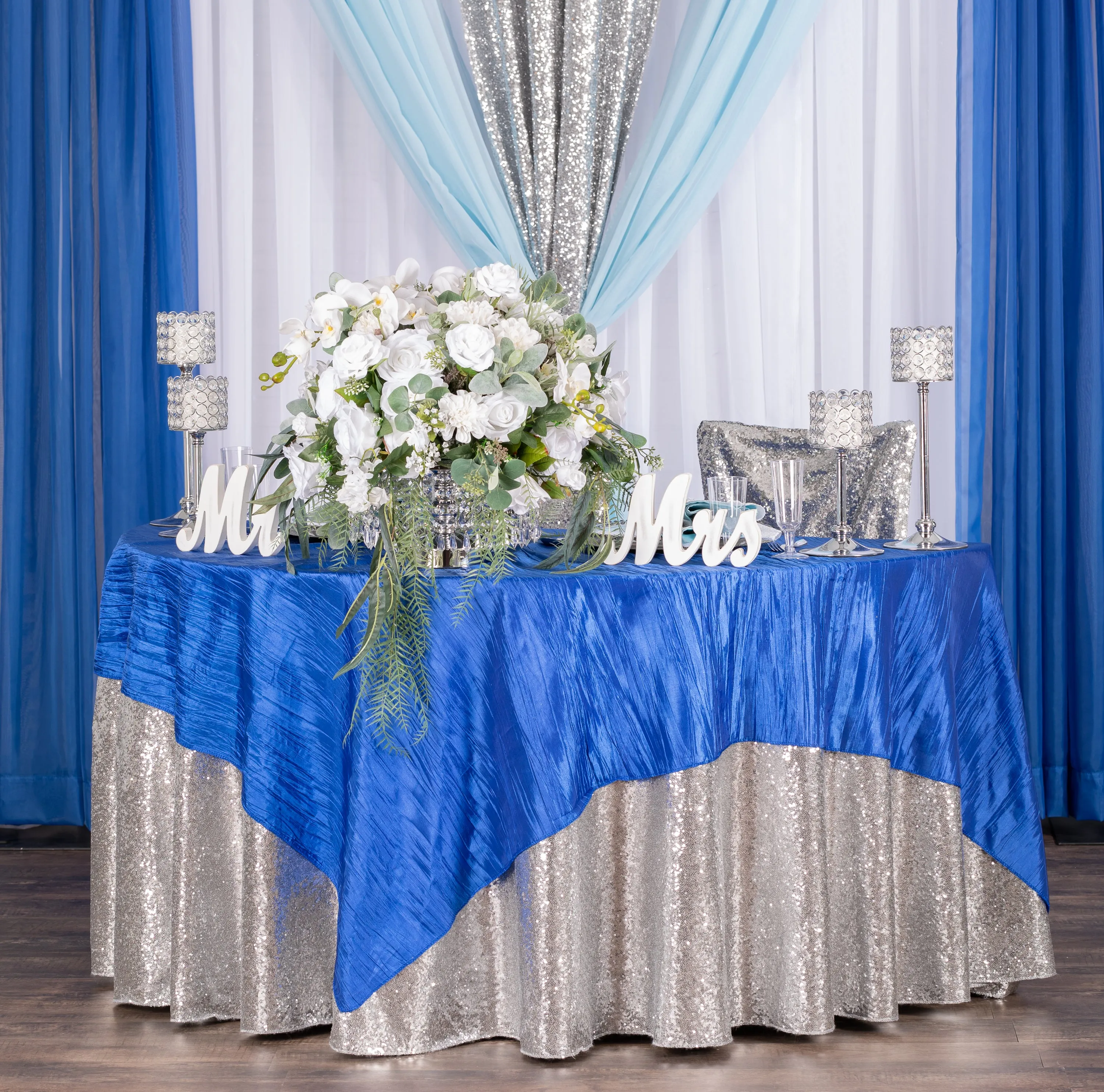 Sheer Voile Flame Retardant (FR) 14ft H x 118" W Drape/Backdrop Curtain Panel - Royal Blue