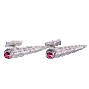 Silver & Pink Shell Gem Cufflinks