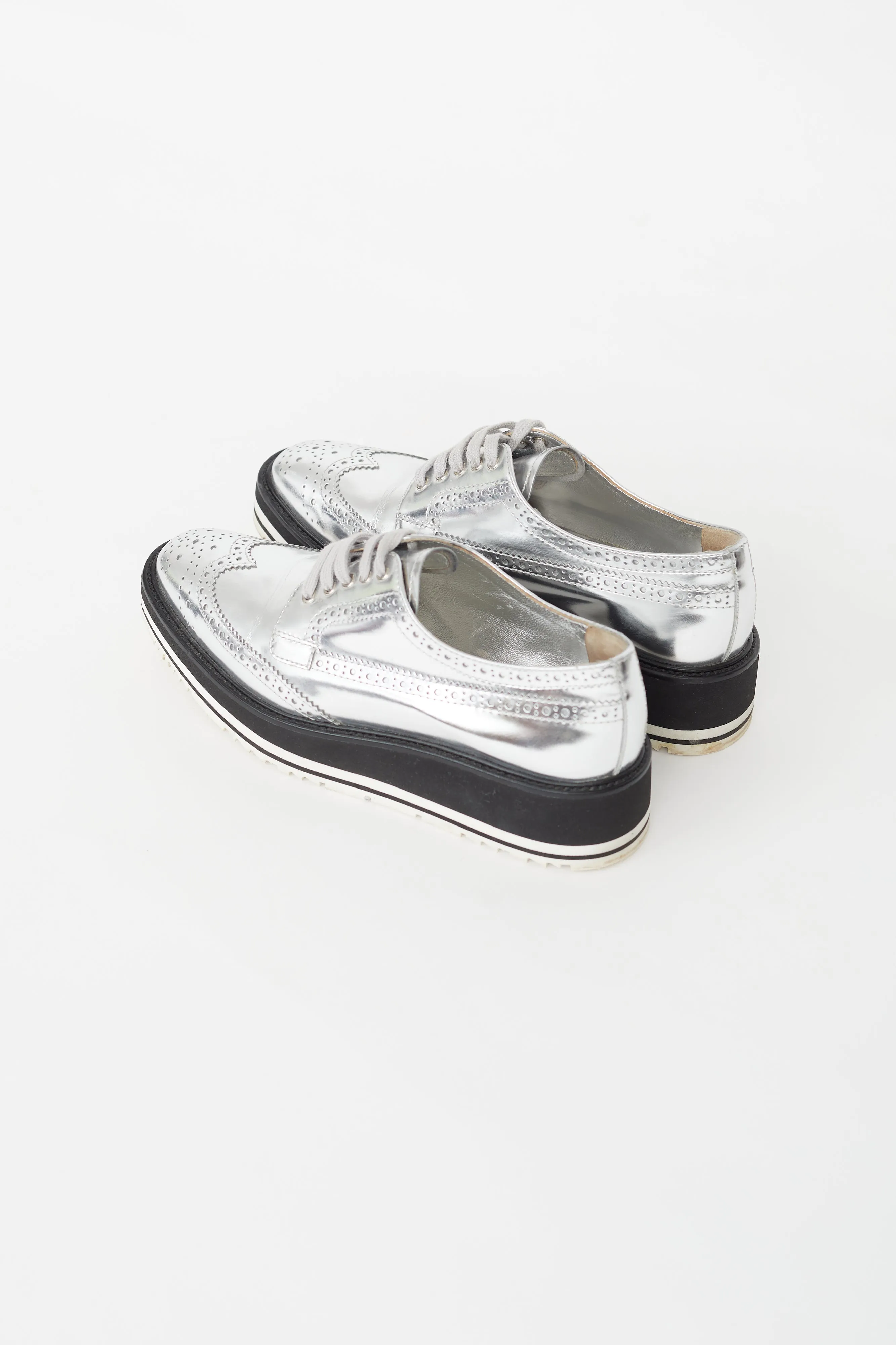 Silver Platform Brogue Sneaker