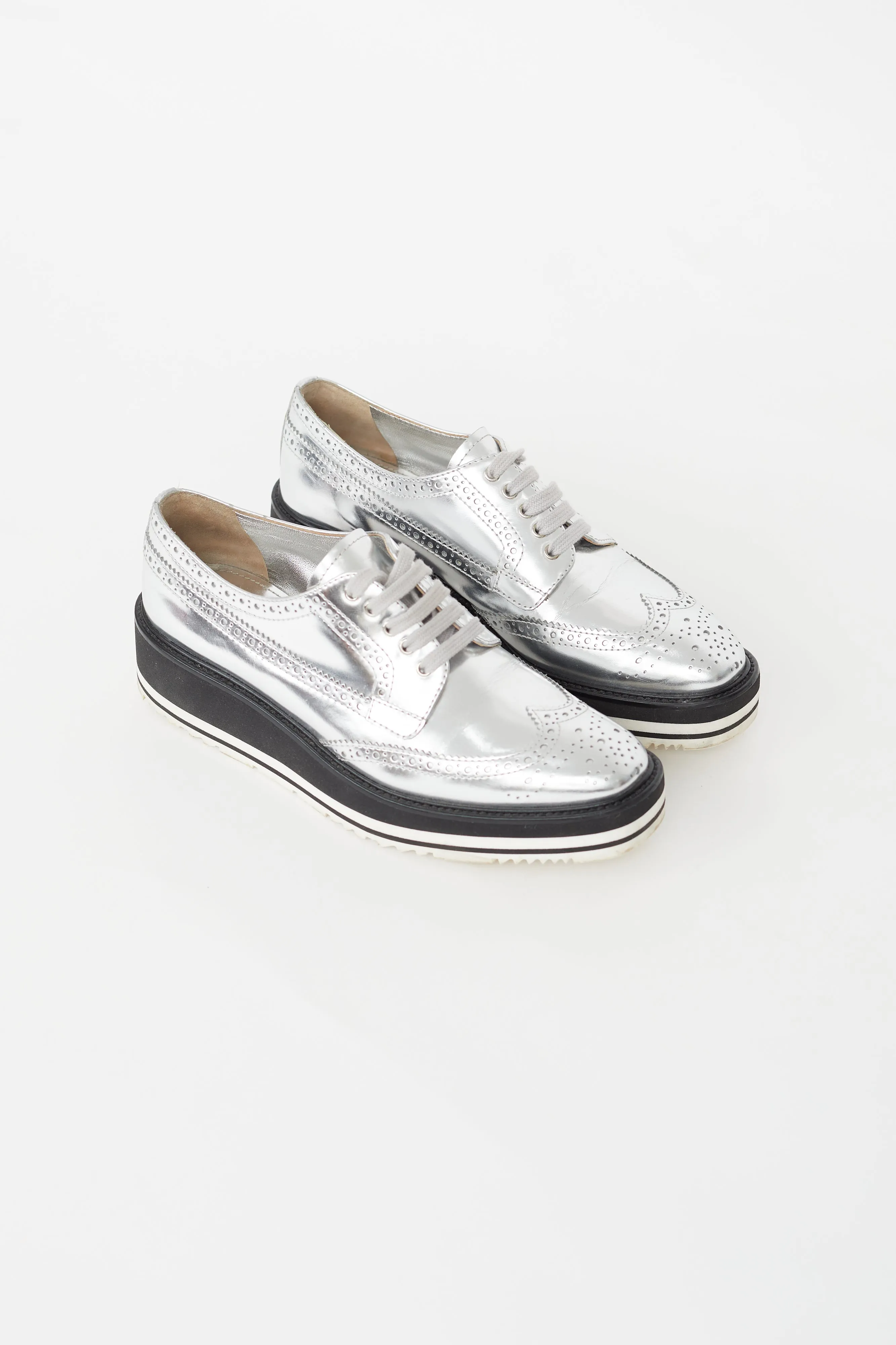 Silver Platform Brogue Sneaker