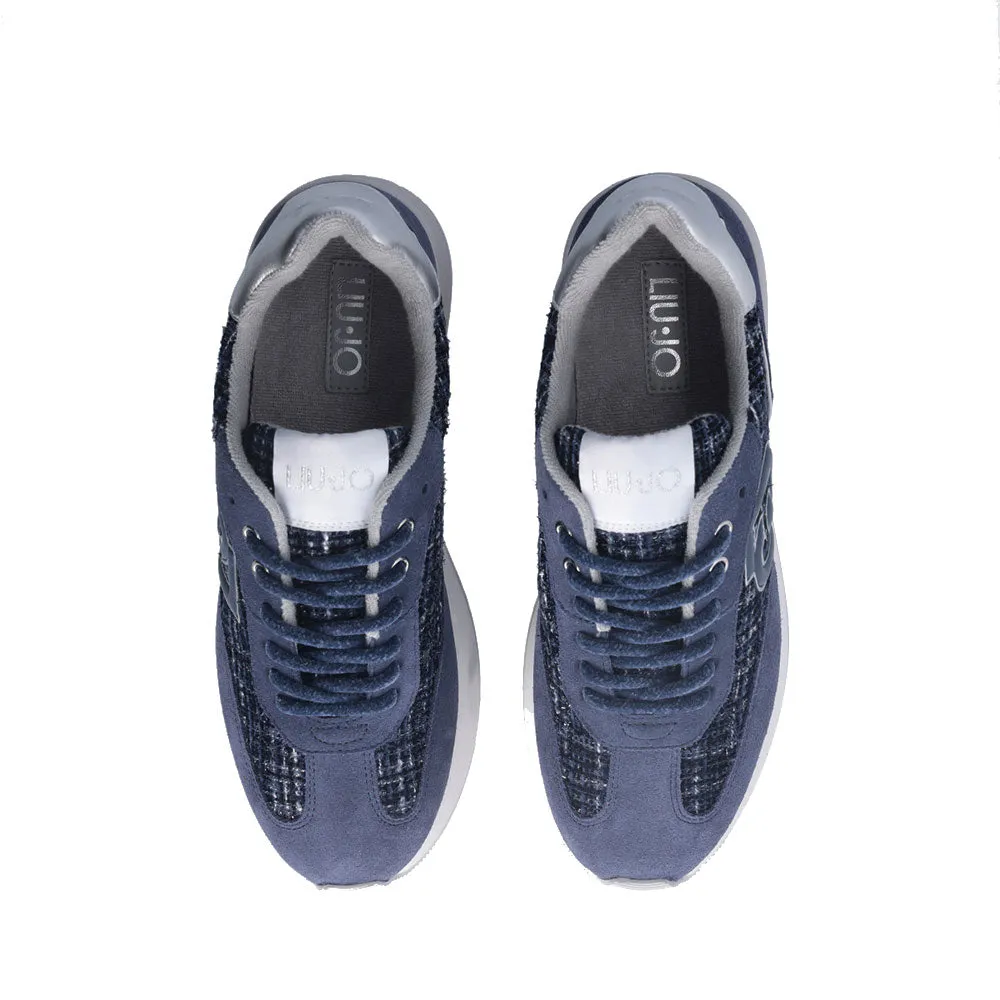 Sneakers Platform Donna LIU JO Dreamy 02 in Suede e Tweed Blu