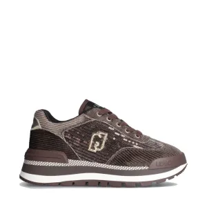 Sneakers Platform LIU JO Amazing 23 in Velluto Marrone con Paillettes