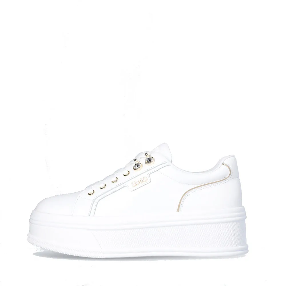 Sneakers Platform LIU JO Selma 11 in Pelle Bianca con Pietre Gioiello