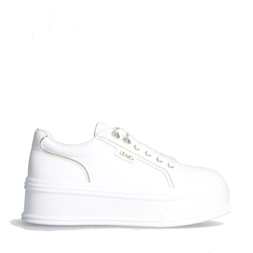 Sneakers Platform LIU JO Selma 11 in Pelle Bianca con Pietre Gioiello