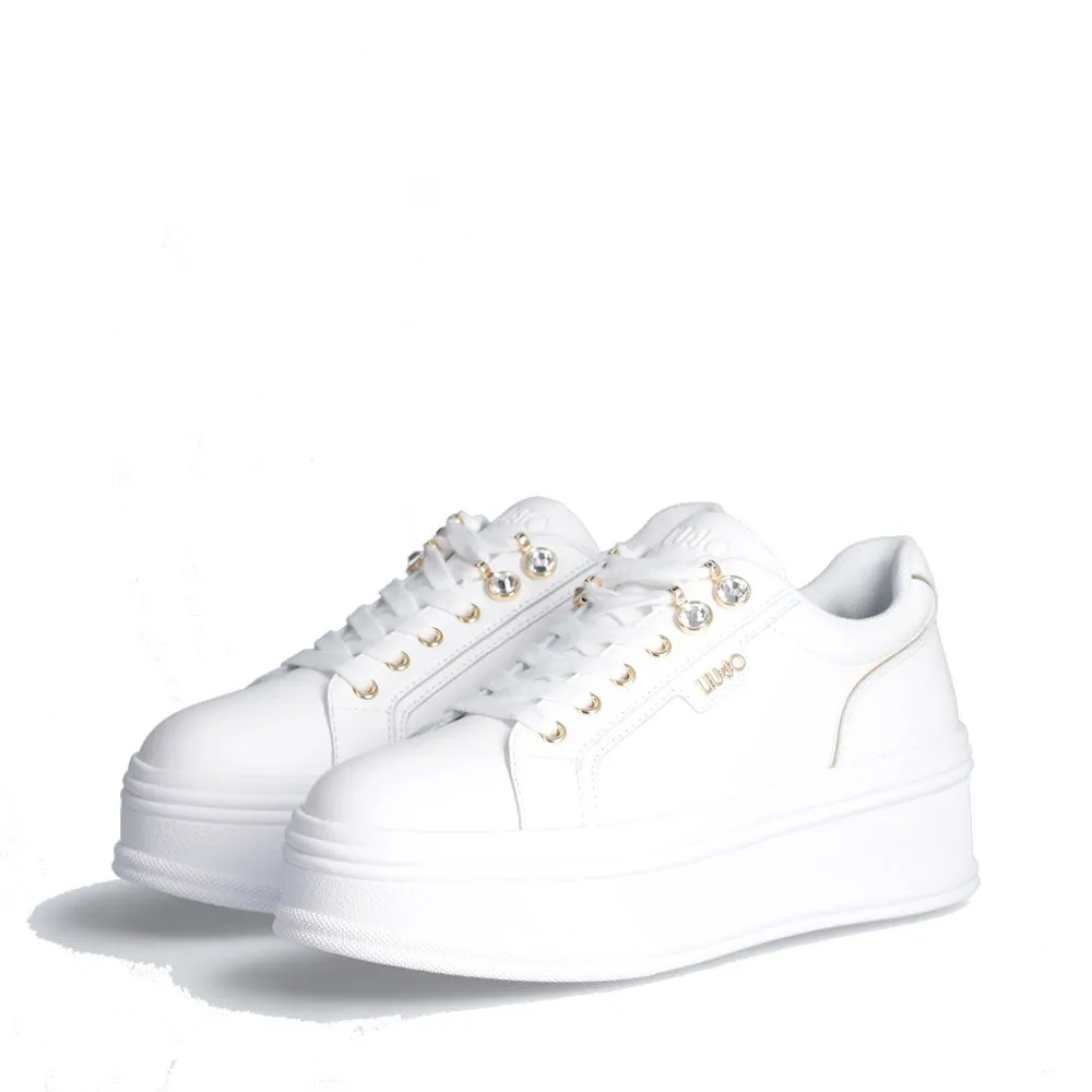 Sneakers Platform LIU JO Selma 11 in Pelle Bianca con Pietre Gioiello