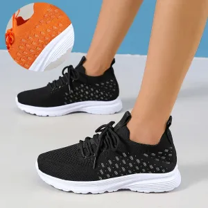 Sohiwoo Breathable Mesh Women's Sneakers Hollow Out Non-Slip Sports Shoes Woman Lace-Up Soft Sole Casual Shoes for Female