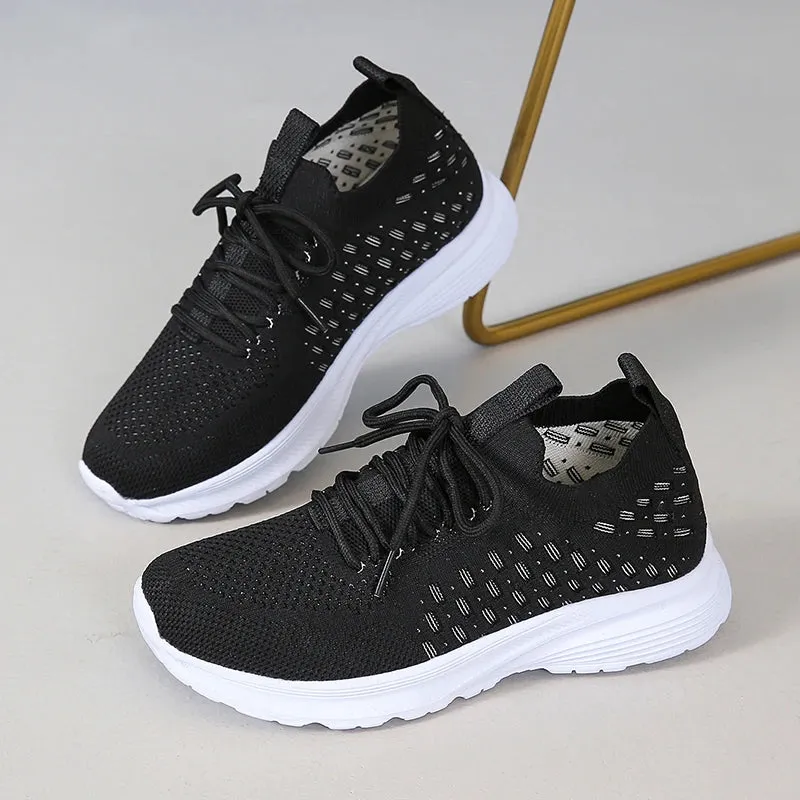 Sohiwoo Breathable Mesh Women's Sneakers Hollow Out Non-Slip Sports Shoes Woman Lace-Up Soft Sole Casual Shoes for Female