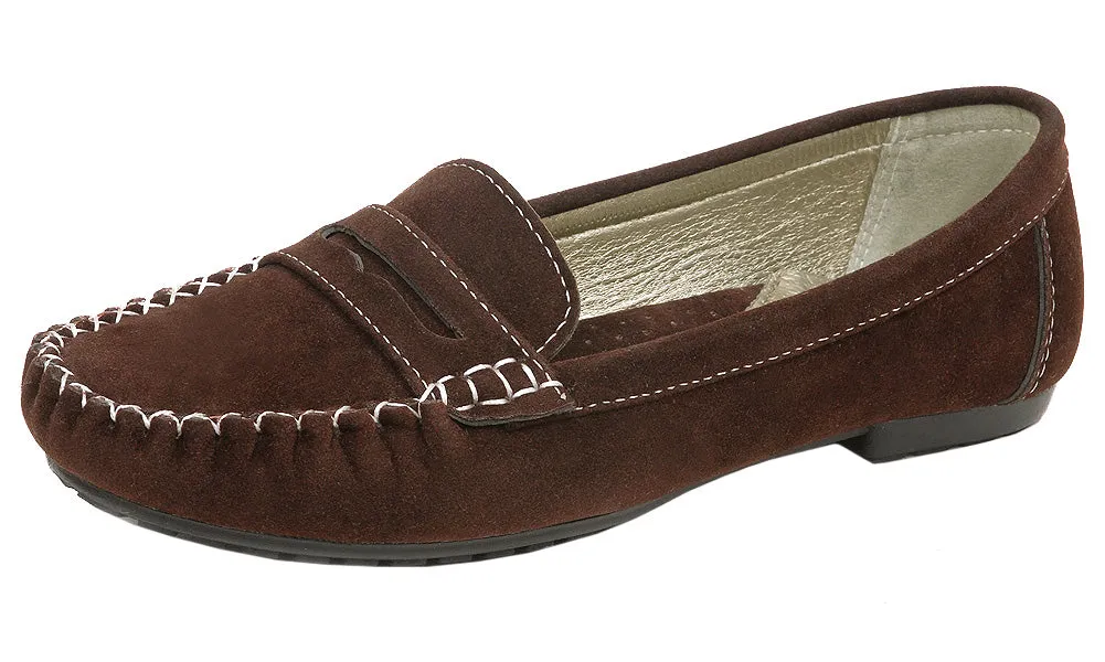 Spicy Women's F593 Laced Non-Skid Slip-On Boat Moccasin Driving Penny Loafer