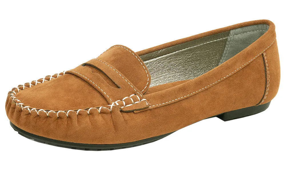 Spicy Women's F593 Laced Non-Skid Slip-On Boat Moccasin Driving Penny Loafer